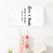 Liefde en dank paars oranje koppel naam datum spandoek (Insitu)