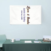 Liefde en dank paars oranje koppel naam datum spandoek (Beurs)