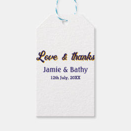 Liefde en dank paars oranje stel naam datum cadeaulabel