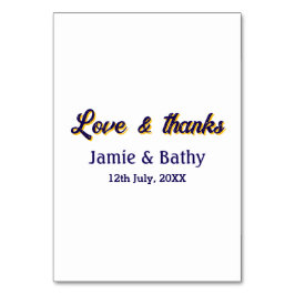 Liefde en dank paars oranje stel naam datum kaart