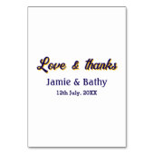 Liefde en dank paars oranje stel naam datum kaart (Achterkant)