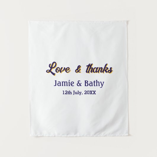 Liefde en dank paars oranje stel naam datum wandkleed (Voorkant)