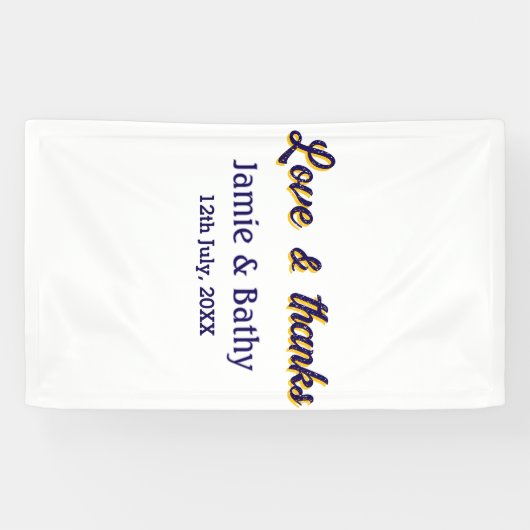 Liefde en dank paarse oranje koppel naam datum spandoek (Horizontaal)