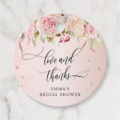 Liefde en Dank, Roze en Roze Goud en Bloemen Bedankjes Labels (Voorkant)