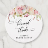 Liefde en Dank, Roze en Roze Gouden Bloemstuk Bedankjes Labels (Voorkant)