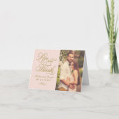 Liefde en Dank Roze Goud Foto Bruiloft Bedankkaart (Voorkant)