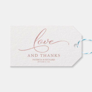 Liefde en Dank Roze Gouden Folie Trouw Favor Tags Cadeaulabel