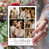 Liefde en Dank Script 6 Foto Collage Bruiloft Bedankkaart