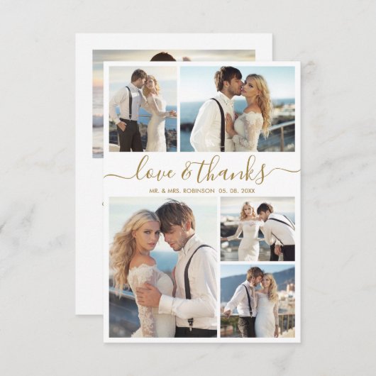 Liefde en Dank Script Foto Collage Trouw Dankbetui Bedankkaart (Voorkant / Achterkant)