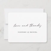 Liefde en Dank Simple Modern Zwarte Script Huwelij Bedankkaart (Voorkant)