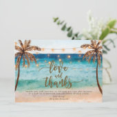 liefde en dank strand tropisch bedankkaart (Staand voorkant)