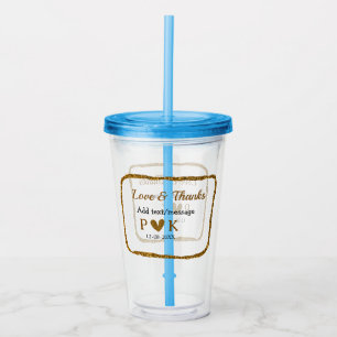Liefde en dank toevoegen koppel naam gouden zwarte acryl drinkbeker