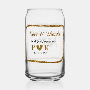 Liefde en dank toevoegen koppel naam gouden zwarte blikvorm glas