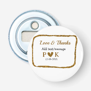 Liefde en dank toevoegen koppel naam gouden zwarte button flesopener