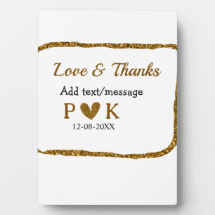 Liefde en dank toevoegen koppel naam gouden zwarte fotoplaat