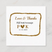 Liefde en dank toevoegen koppel naam gouden zwarte vierkante visitekaartje (Achterkant)
