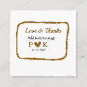 Liefde en dank toevoegen koppel naam gouden zwarte vierkante visitekaartje (Voorkant)