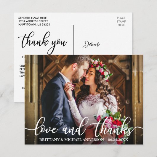 Liefde en Dank Trouw Dank Je Foto Briefkaart (Voorkant / Achterkant)