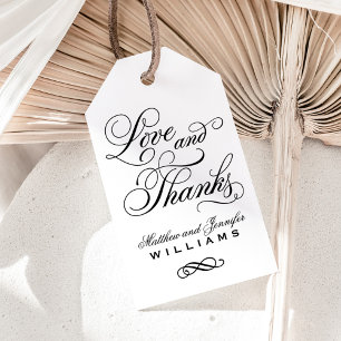 Liefde en Dank Trouw Geschenk met Witte Calligrafi Cadeaulabel