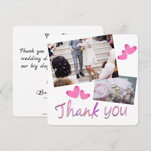 Liefde en Dank Trouwfoto Collage Bedankkaart (Voorkant / Achterkant)