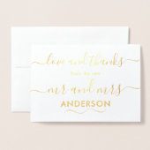 Liefde en Dank Trouwfoto Goud Folie Kaarten (Voorkant met envelop)