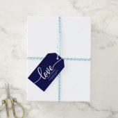 Liefde en Dank - Trouwgunstlabels Navy Blauw Cadeaulabel (Met Touw)