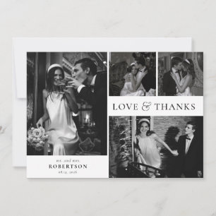 Liefde en Dank Typografie Collage Foto Bruiloft Bedankkaart