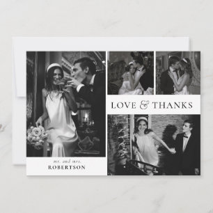 Liefde en Dank Typografie Foto Collage Bruiloft Bedankkaart