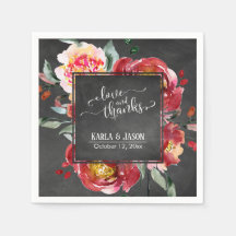 Liefde en Dank Typografie Rode Bloemen Schoolbord