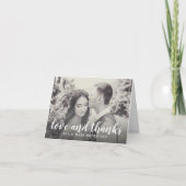 Liefde en Dank Wit Script Bruiloft Sepia Foto Bedankkaart (Voorkant)