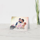 Liefde en Dank Zwart Elegante Trouwfoto Bedankkaart (Voorkant)