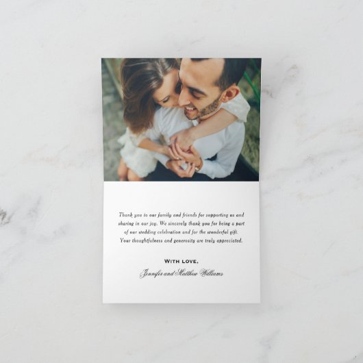 Liefde en Dank Zwart en Zilver Huwelijksfoto Bedankkaart (Binnen)
