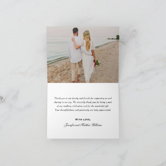 Liefde en Dank Zwart-Wit Trouwfoto Bedankkaart (Binnen)