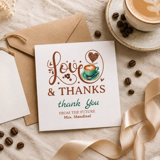 Liefde en Dankbaarheid Bruidsfeest Bruiloft Koffie Bedankkaart