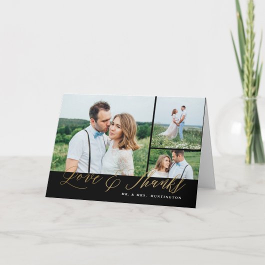 Liefde en dankbaarheid calligraphy dankkaart feestdagen kaart (Voorkant)