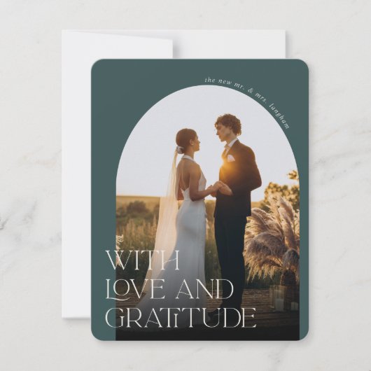 Liefde en dankbaarheid | Fotobruiloft op Arch Bedankkaart (Voorkant)