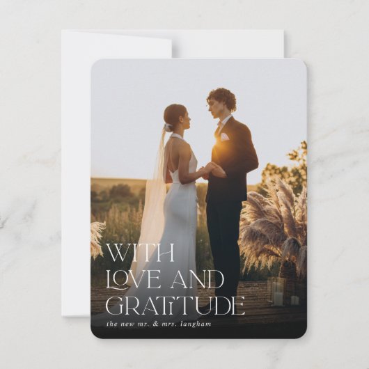 Liefde en dankbaarheid | Fotofoto van verticale br Bedankkaart (Voorkant)