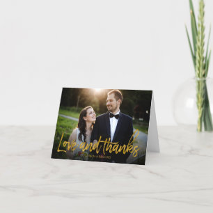 Liefde en dankbaarheid Goud Folie Bruiloft Dank Je Bedankkaart