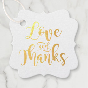 Liefde en Dankbaarheid Gouden Kalligrafie Huwelijk Bedankjes Labels