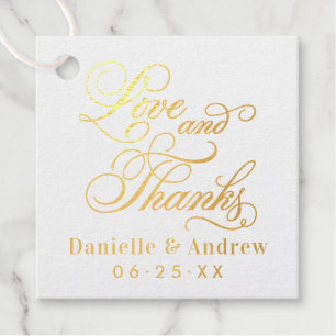 Liefde en Dankbaarheid Gouden Kalligrafie Monogram Bedankjes Labels