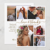 Liefde en Dankbaarheid Gouden Script Foto Collage  Bedankkaart (Voorkant / Achterkant)