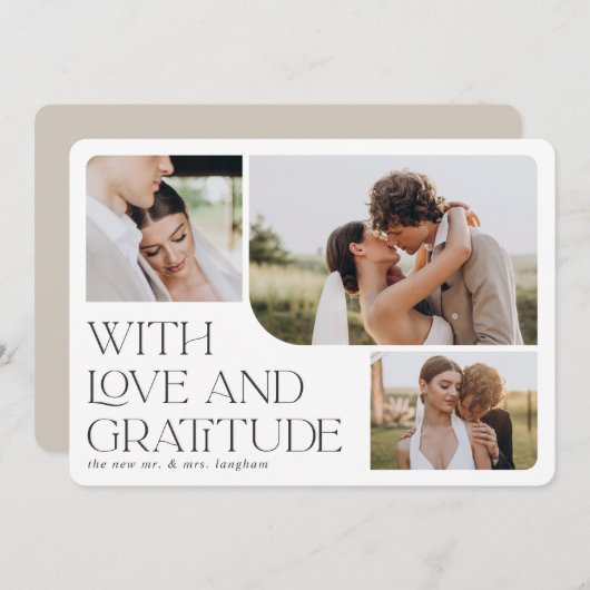 Liefde en dankbaarheid | Multi-Photo Wedding Bedankkaart (Voorkant / Achterkant)