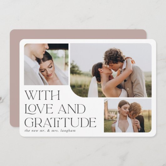 Liefde en dankbaarheid | Multi-Photo Wedding Bedankkaart (Voorkant / Achterkant)