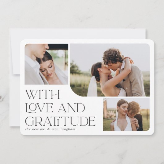 Liefde en dankbaarheid | Multi-Photo Wedding Bedankkaart (Voorkant)