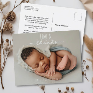 Liefde en Dankbaarheid Nieuwbaby Foto Geboorteaank Briefkaart