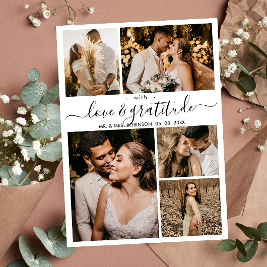 Liefde en dankbaarheid Script 5 Fotocollage Weddin Bedankkaart
