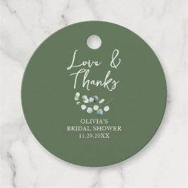 Liefde en Dankbaarheid Script Eucalyptus Bruidsdou Bedankjes Labels
