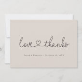 Liefde en dankbaarheid script hart trouwfoto bedankkaart (Voorkant)