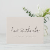 Liefde en dankbaarheid script hart trouwfoto bedankkaart (Staand voorkant)