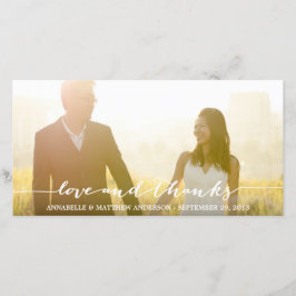 Liefde en Dankbaarheid Script Overlay Trouwdag Bedankkaart